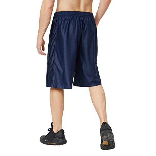Urbciety Men's 12'' Mesh Long Basketball Gym Shorts With Pockets Navy Medium #TOP2