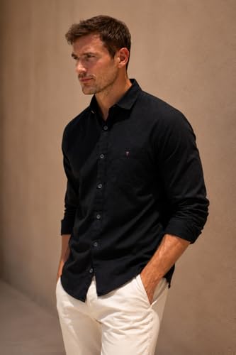 Image of Louis Philippe Men's Cotton Slim Fit Over Dyed Color Depth Comfortable and Durable Soft Handfeel Full Sleeve Solid Casual Shirt