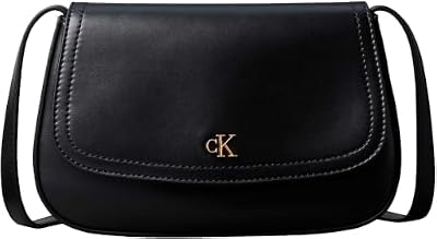 Calvin Klein Donna Borsa a Tracolla Ck Flap con Tracolla Regolabile, Nero (Black), Taglia Unica