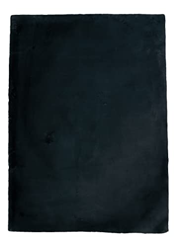 Linon Haven Lux Soft Faux Rabbit Charcoal Solid Colored 8' X 10' Area Rug