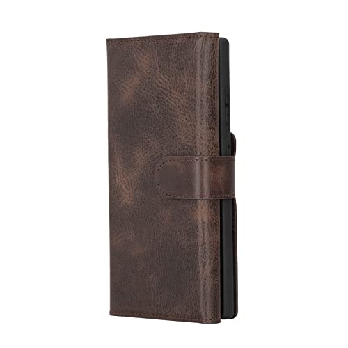 Bayelon Samsung Galaxy S22 Ultra Case, Full Grain Leather Phone Wallet, Detachable Phone Case Wallet, Tri-Fold Flip Phone Cover, Samsung Galaxy S22 Ultra Case With Card Holder, Stand (Tiguan Brown) #TOP5