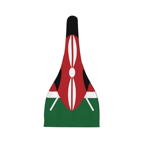 Flag of Kenya Print Newborn Baby Hat, Soft Top Knotted Beanie Cap, Cute Infant Headwear for 0-6 Months Welcome Party Black2