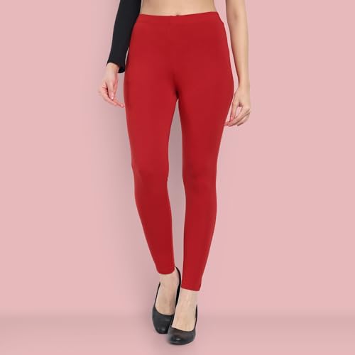 Image of ONE SKY Women Full Length Leggings | Cotton Modal Spandex Blend | High Waist Stretchable & Bio-Washed Fabric | Colour-Lock Technology | Comfortable Leggings for Women