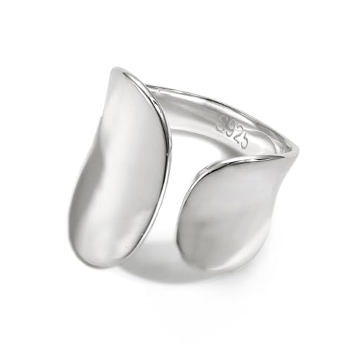 WPPHXY 925 Sterling Silver Wide Band Ring Simple Handmade Hammered Chunky Statement Rings Adjustable Boho Thumb Ring for Women Men