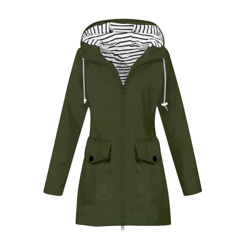 Parka encerada mujer abrigo largo con capucha para senderismo y paseos otoñales