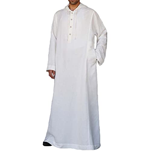 Thobe árabe de manga larga para hombre vestido islámico túnica kaftán negro talla L 3