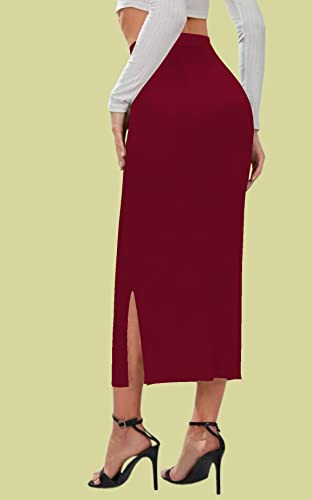 Image of Dream Beauty Fashion Casual Polyester Blend with Side Slit Black Skirt /Petticoat /Shapewear (Venue Skirt-1P)