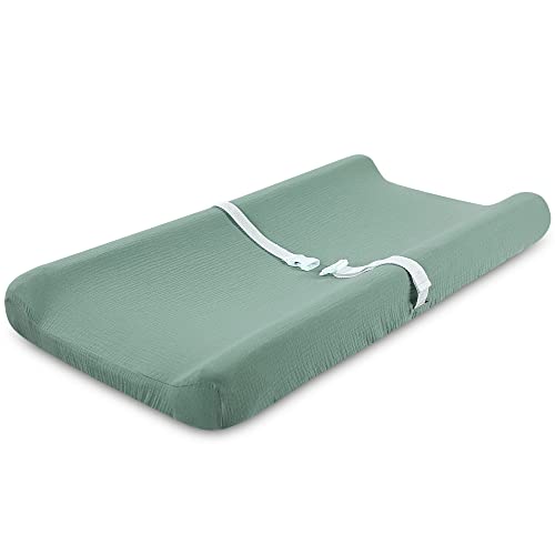 Image of Looxii Fitted Changing Pad Cover 100% Muslin Cotton Diaper Change Pad for Baby Boys and Girls Extra Soft and Breathable