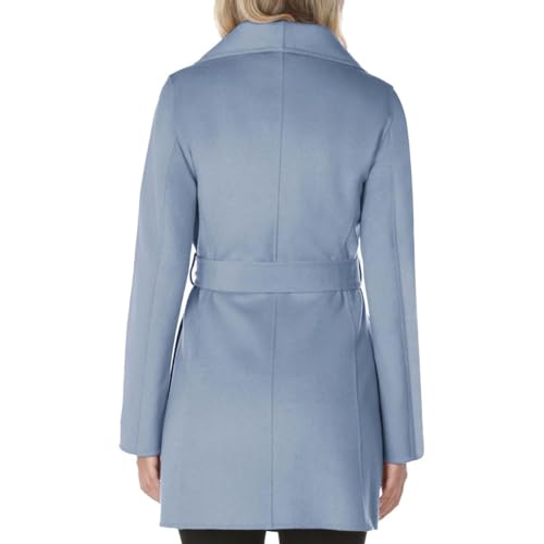 Image of TAHARI Women's Double-faced Luxury Soft Wool Blend Peacoat- Wrap Wool Coat With Removable Belt