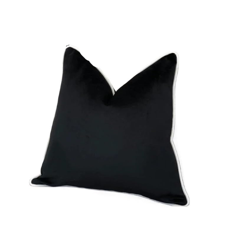 1pc Moderne Samt Kissenbezüge for Wohnzimmer schwarz weiß Velour Sofa Dekor 45x45/50x50cm(Black,60x60cm Cover)