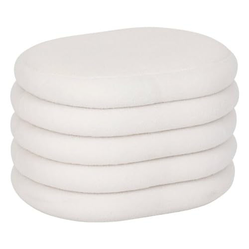 Atmosphera - Pouf Coffre Bouclette guilia Blanc 59x45cm