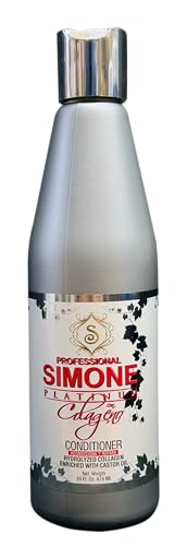 Simone Professional Collagen Platinum Conditioner, Hydrating & Strengthening, with Collagen & Castor Oil, Sulfate & Salt Free, for Dry & Damaged Hair, 16 oz