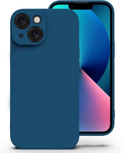 Image of DIZORO Square Microfiber Candy Case Compatible for iPhone 13 / iPhone 14 Shockproof Slim Back Cover Liquid Silicone Case - Blue