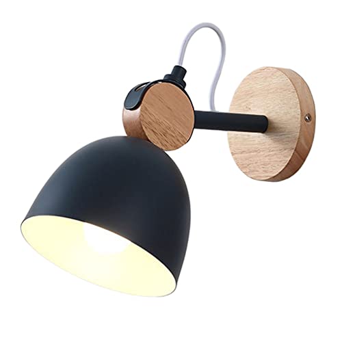 Aplique de pared nórdico de metal y madera para iluminación de dormitorio