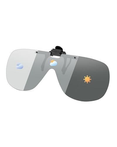 Image of JM Polarized Clip on Sunglasses Frameless Flip Up One Piece Shield Lens for Prescription Glasses