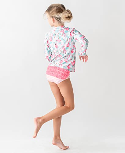 Image of RuffleButts Baby /Toddler Girls Rash Guard 2-Piece Swimsuit Set - Long Sleeve Bikini with UPF 50+ Sun Protection