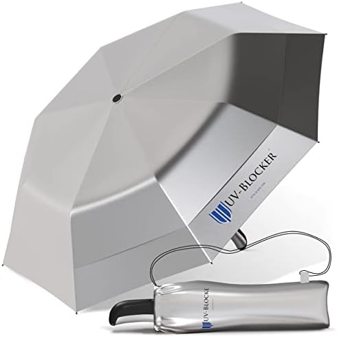 UV-Blocker UV Umbrella Large Folding Umbrella 58 Inch Auto Open Vented Double Canopy Effective Windproof Sun Umbrella UV Protection Blocks 99% of UVA UVB Rays UPF 55+ Protection