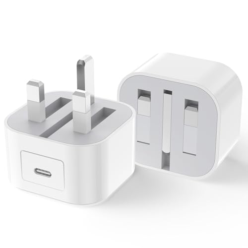 2 Pack USB C Plug Fast Charge【MFI Certified】20W Folding USB-C adapter for i Phone 16/15/14/13/12/11/X,iPad, AirPods Pro, Type C-Adapter Fast USB c Charger UK Adapter