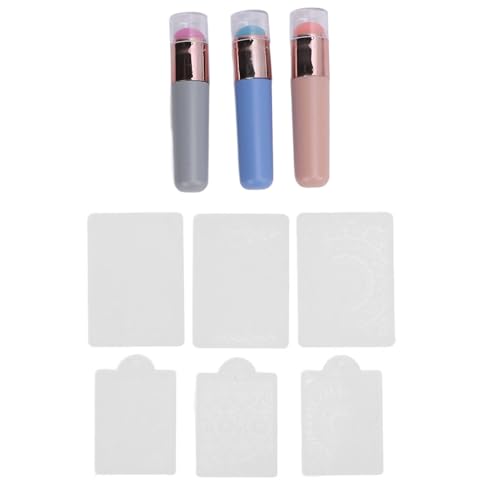 Aplicador de Polvo de Uñas Cromado, Cepillo de Silicona con Cubierta para Arte de Uñas Ombre, Diseño de Gradiente y Placas de Estampado para Salón de Uñas, Fácil de Limpiar