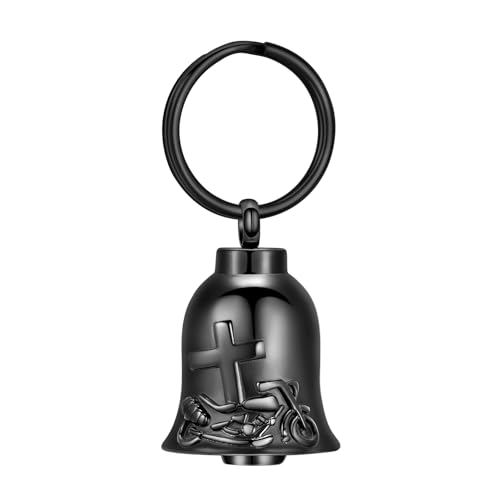constantlife Bell Urn Necklace for Ashes Cross Motorcycle Memorial Pendant Cremation Jewelry Human Pet Ash Holder Keepsake Gift for Men Women