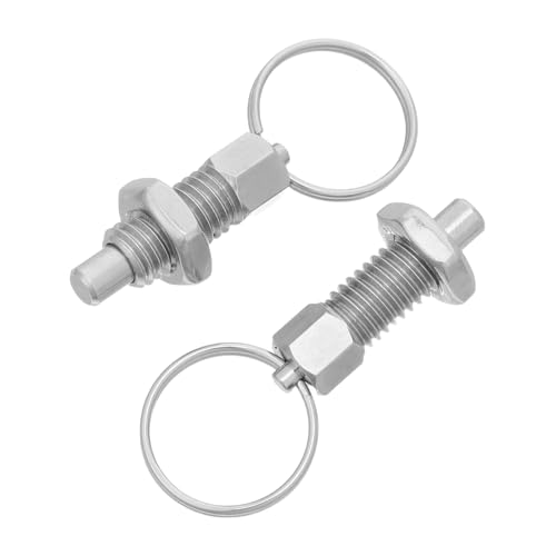 UKCOCO Émbolos de Resorte con Perilla de Anillo de Acero Inoxidable M8, Pasadores de Empuje Retráctiles, 2 Unidades para Mantenimiento Industrial y Fijación Precisa