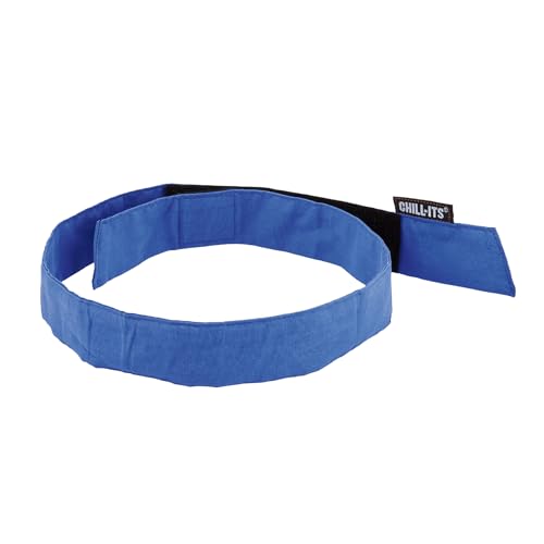 Image of Ergodyne Chill Its 6705 Cooling Bandana, Evaporative Polymer Crystals for Cooling Relief, Quick and Secure Fit , Blue