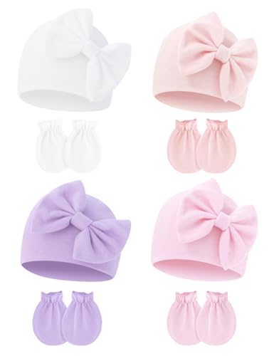 Image of ZURLEFY Cute Baby Mittens Newborn, No Scratch Baby Boy Mittens, Baby Girl Hat Gloves for Toddlers, Infant, Newborn