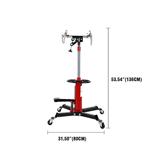 Honhill 2 Stage 1100Lbs Telescopic Transmission Jack With Pedal 360° Swivel Wheel Lift Hoist Adjustable Height Hydraulic Jack(Red) #TOP1