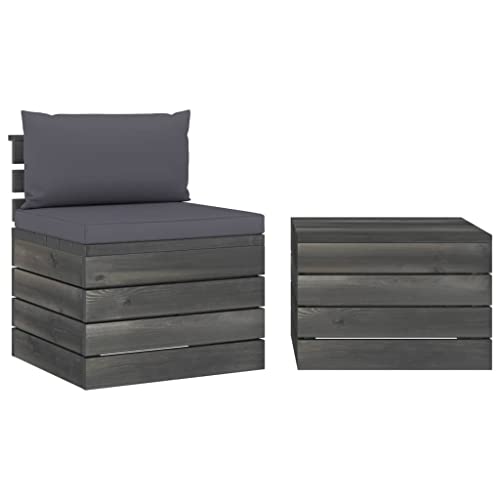 Solivagant Muebles de jardín de palets 2 Piezas Cojines Madera de Pino,Antracita,21.8kg