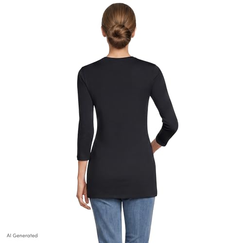 Image of Lands' End Women's 3 /4 Sleeve Supima Cotton Crewneck Tunic