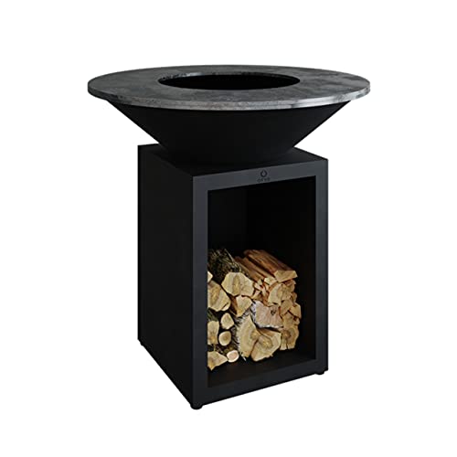 OFYR Barbacoa de acero para jardín exterior, modelo Classic Storage Black 100, funciona con leña