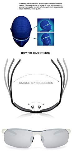 Image of RONSOU Mens Sunglasses Polarized Sport UV Protection Ultralight Al Mg Sunglasses for Men Fishing Driving Golf