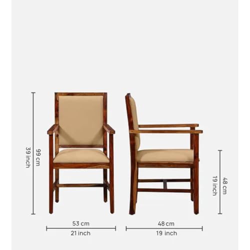 Image of Solid Wooden Chair | Arm Chair for Living Room, Bedroom & Home (48D x 53W x 99H Centimeters (Provincial Teak, One Seat)