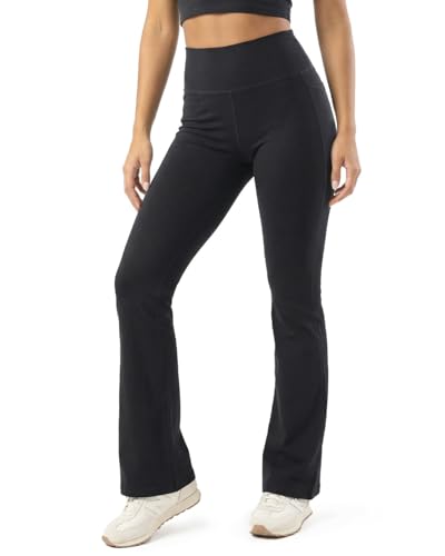 Zylioo Cotton Flare Yoga Pants for Women Extra Long Tall Leggings High Waisted Bootcut Trousers for Lounge Casual Gym Black