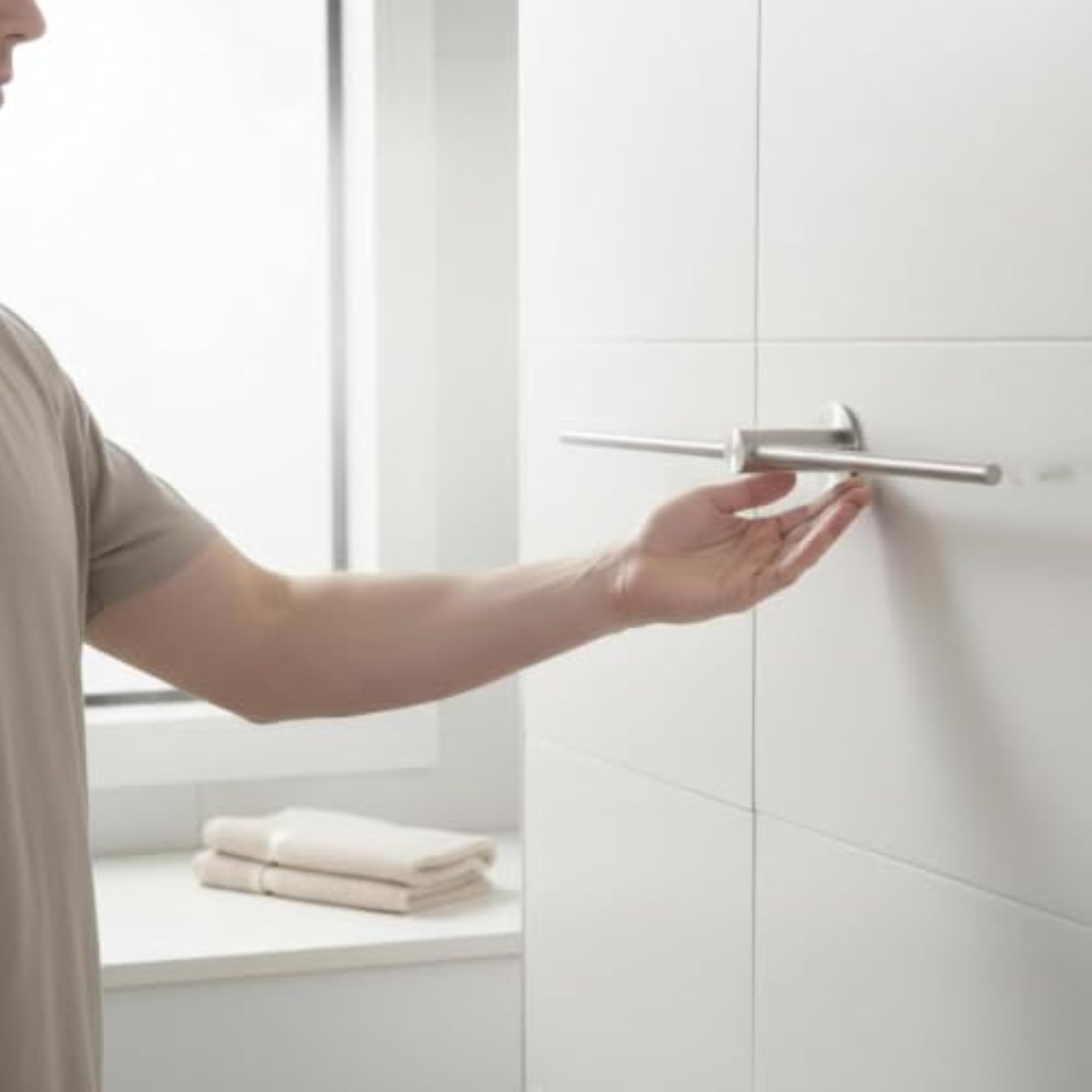 Wall-Attached Towel Rod for Shower and Kitchen, 30CM Brushed