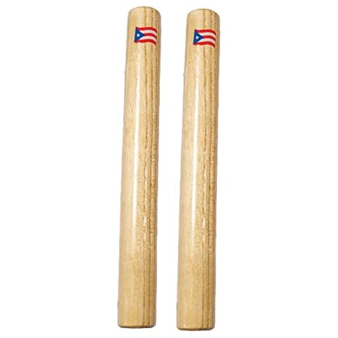DP Music Hand Percussion Wood Claves 8 Inch - with Puerto Rico Flag Cover