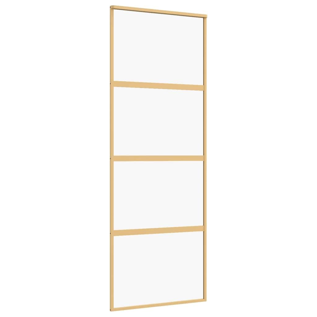 Drzwi przesuwne Golden 76 x 205 cm, przezroczyste szkło ESG, aluminiowe skrzydło drzwi wejściowych i drzwi wejściowych o nowoczesnym wyglądzie, idealne do renowacji nowych budynków i izolacji