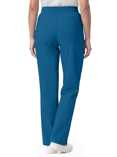 Image of Scrub Pants for Women - Straight Leg Medical Scrub Pants with 6 Pockets - Drawstring Soft Stretch Women Scrub Pant