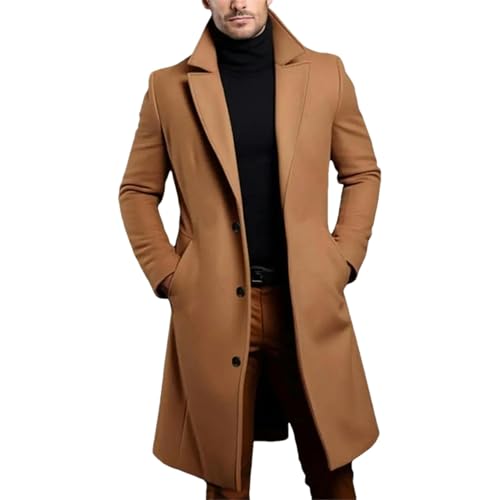 Manteau mi-long en laine homme style urbain chic pour hiver