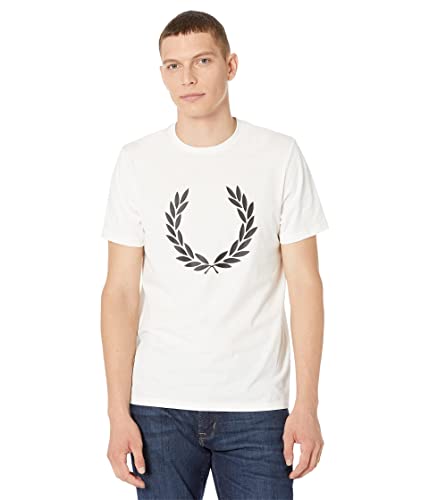 Fred Perry Mens Laurel Wreath T Shirt M4725 100% Cotton Snow White Size Medium