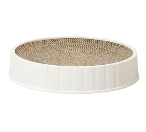 Arbre à chat en carton ondulé pas cher et tapis de griffage rond blanc pour chaton