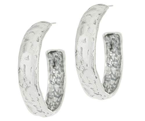 PZ Paz Creations 925 Sterling Silver Round Hoop Earrings For Women Girls | Choice of Hammered, Ribbed, Etched Designs | Hypoallergenic For Pierced Ears (Hammered)