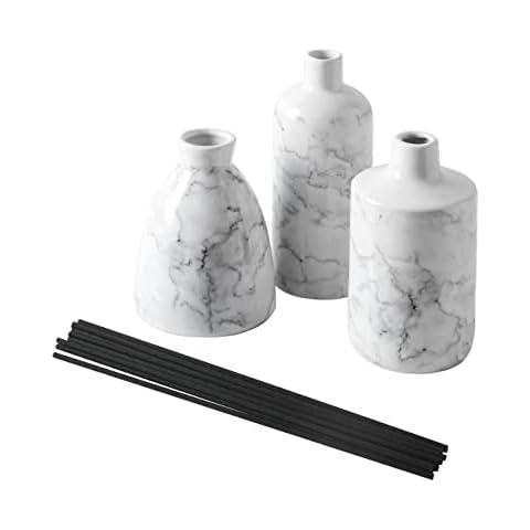 Motifeur Bathroom Accessories - Ceramic Diffuser Bottles, Set of 3 (Marble Look) Cover