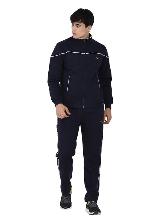 Image of muffy Men's Tracksuit Cotton Blend Regular Fit Zip Closure with 2 Side Zipper Pockets & 1 Back Pocket Perfect for Winter Wear-5001