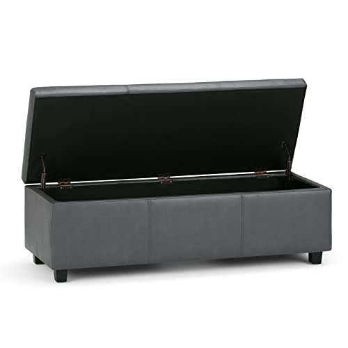 image for SIMPLIHOME Avalon 48 Inch Wide Contemporary Rectangle Storage Ottoman 
