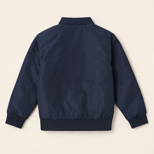 Image of Jacket for Kids | Boys Navy Blue Bomber Windcheater Jacket, With Ricenet Lining, Pockets with Zip Closure,For All Season