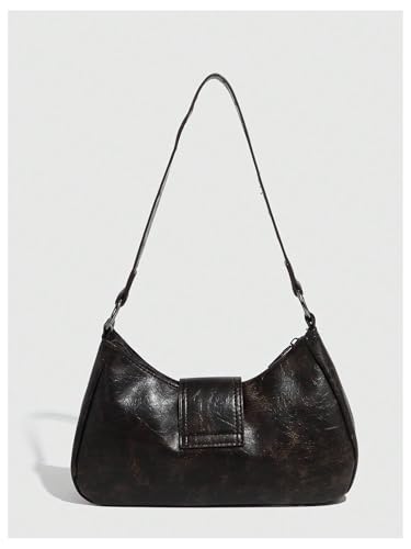 Image of QWINEE Women's Vintage Buckle Shoulder Bag Y2K Punk PU Leather Handbag Clutch Purse