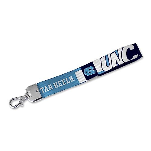 Rico Industries NCAA North Carolina Tar Heels Wrist Lanyard Key Chain, Cute Wristlet Strap Keychain Holder for Women Men Car Keys ID Badges Card Wallet Phone Camera