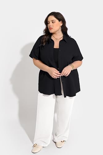 TIYOMI Plus Size Short Sleeve Button Down Shirts for Women Summer Tops Casual Blouses XL-5XL3