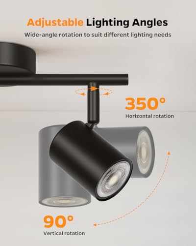 Sanyoung Lampa sufitowa LED z obrotowym reflektorem, 2-punktowa czarna lampa sufitowa LED, lampa sufitowa GU10, nowoczesna lampa ścienna reflektor sufitowy do kuchni, sypialni, przedpokoju, bez
